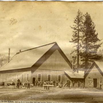 Rear view of Glenbrook engine house and blacksmith shop.