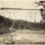 #1 "Grass Valley" and mixed train cross Bear River Viaduct.