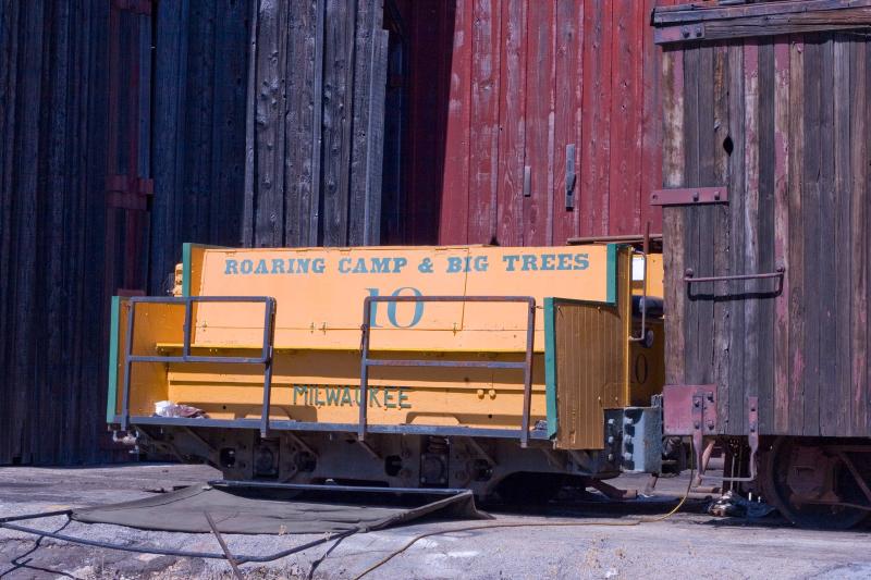 Former Milwaukee locomotive used as a passenger car at Roaring Camp.