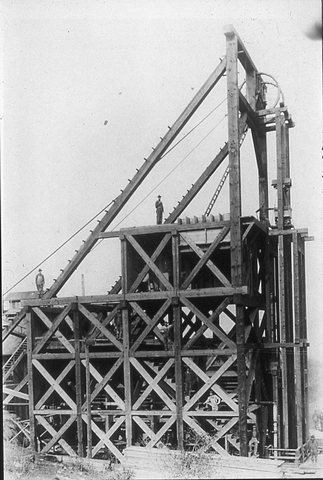 Headframe under construction