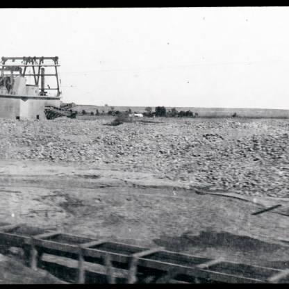 Tailings from re-soiling dredge Natomas Company, near Natomas, Sacramento County. Note lack of high piles of cobbles.