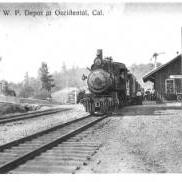 Northwestern Pacific (NWP) train and depot in Occidental, circa 1907
