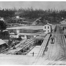First railroad depot in Seattle, ca. 1880