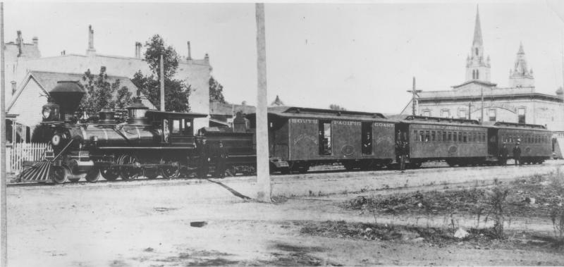 Loco 2 on Webster St at 12th Street Depot. Train is between 11th and 12th streets