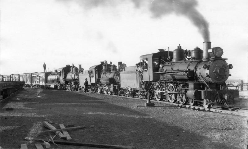 Stock train leaving Mina, 1930s.