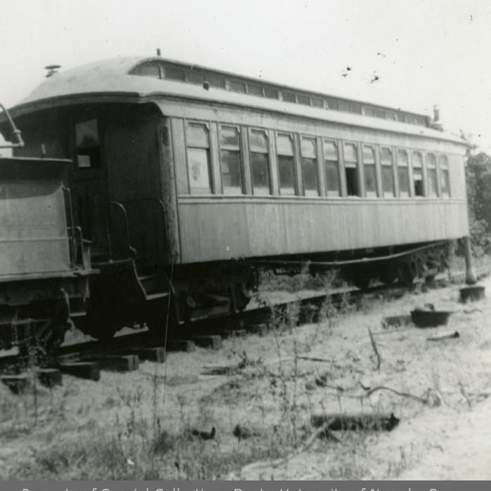 Former Coach #5 on the Grizzly Flats Railroad. 1939.