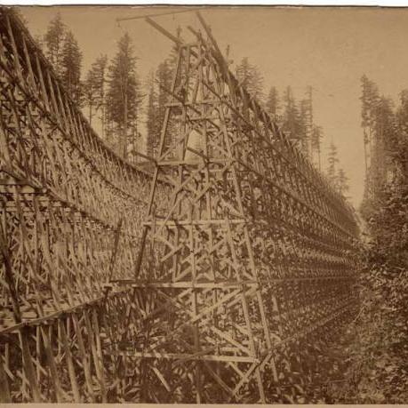 Columbia & Puget Sound Railroad May Creek trestle, 1897