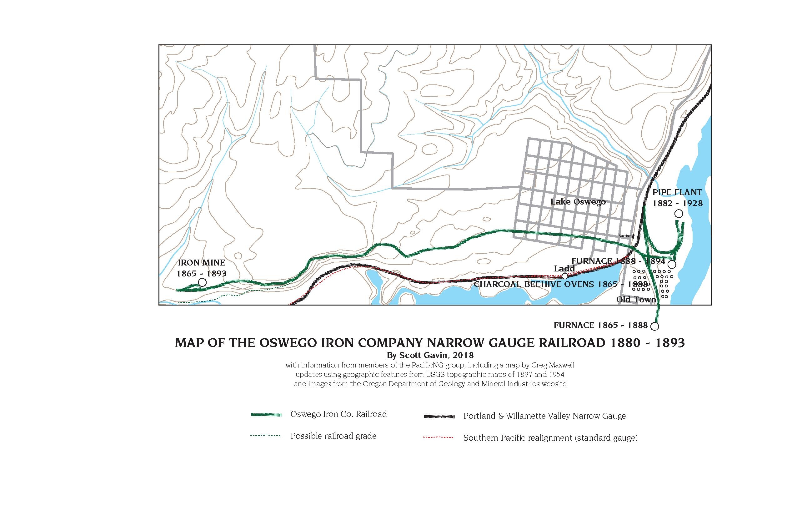 Map of the Oregon Iron Company Railroad by Scott Gavin.